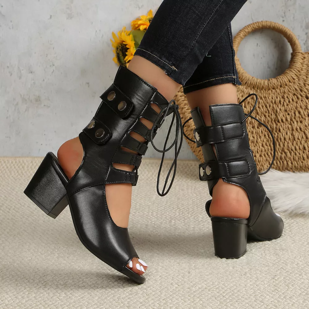 Lace Up Block Heels Sandals, image 2