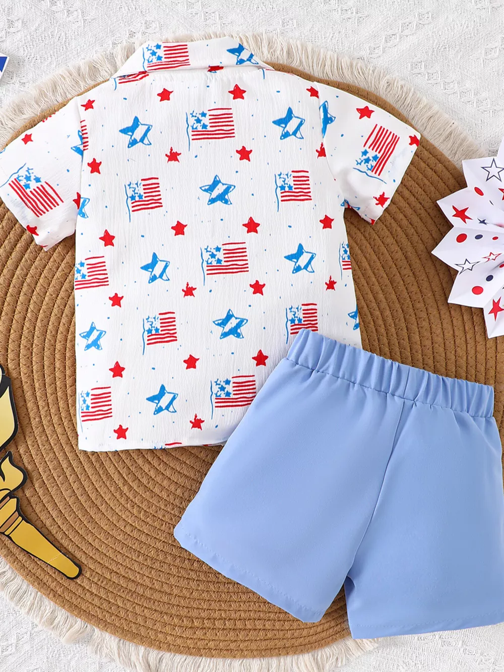 Children's Patriotic Short Sleeve Shirt and Shorts Set, image 8