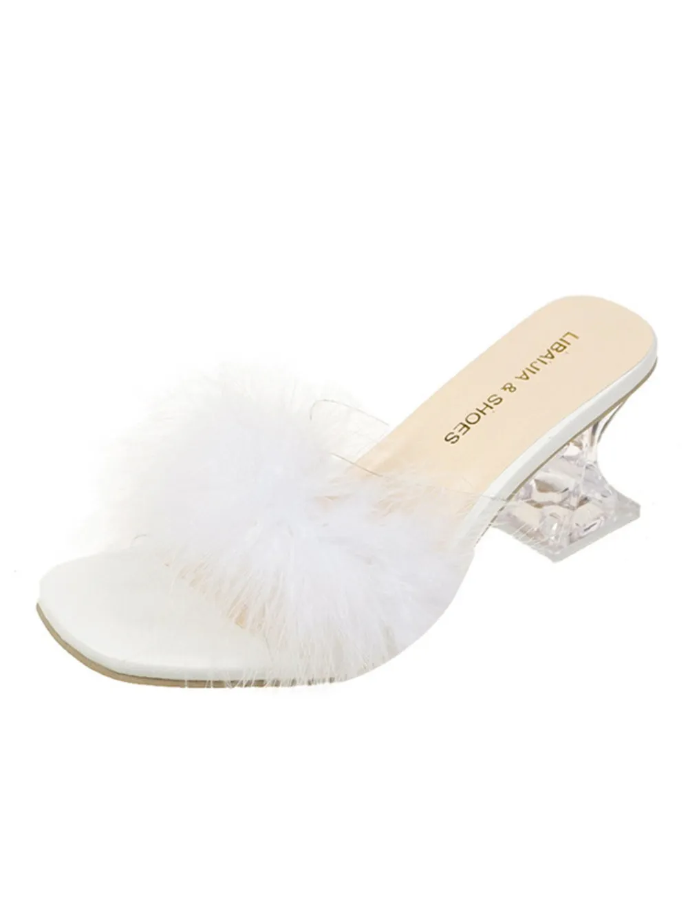 Fluffy Strap Block Heel Sandals, image 8