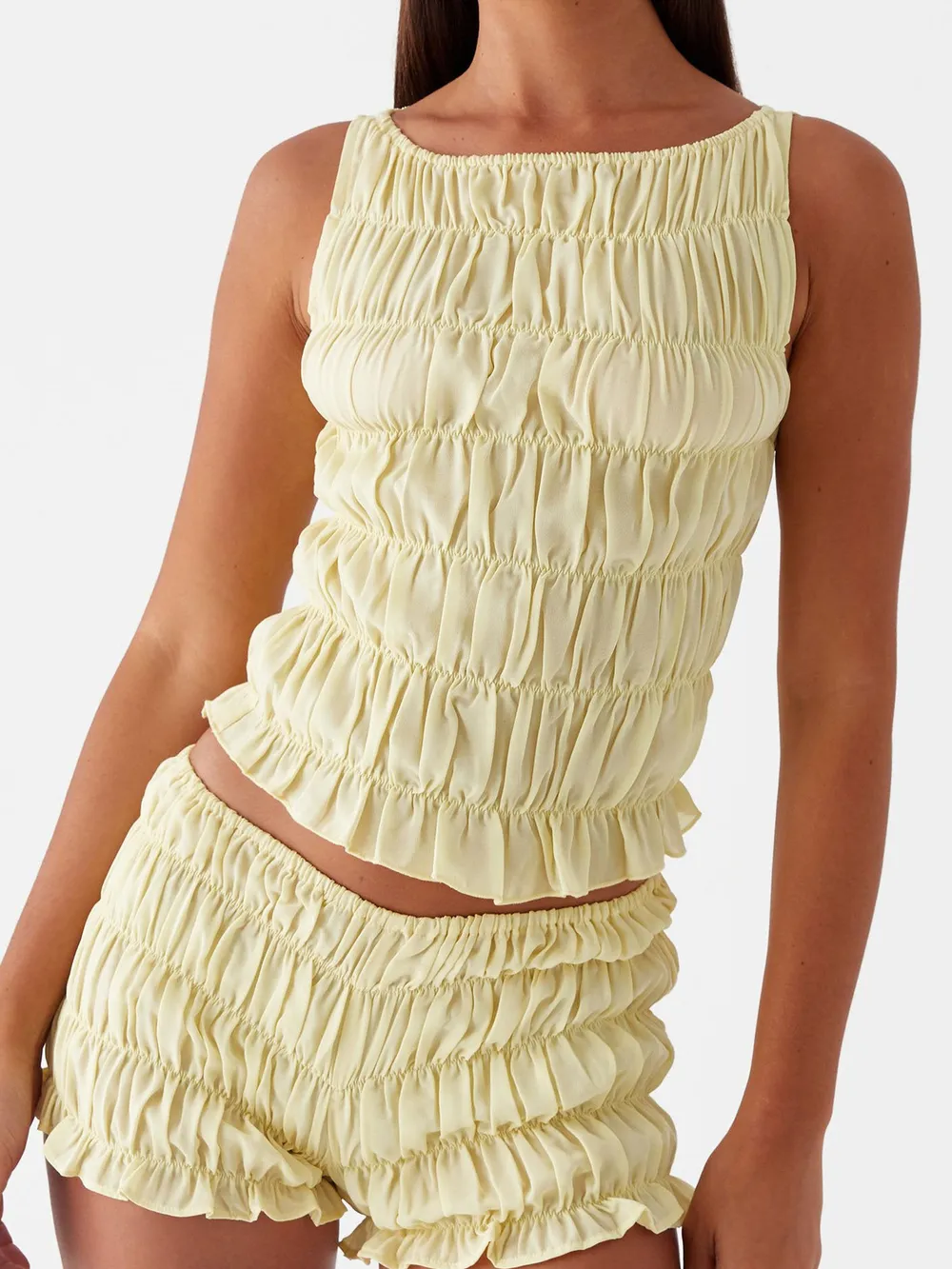 Ruched Texture Tank and Shorts Two-Piece Set, image 3