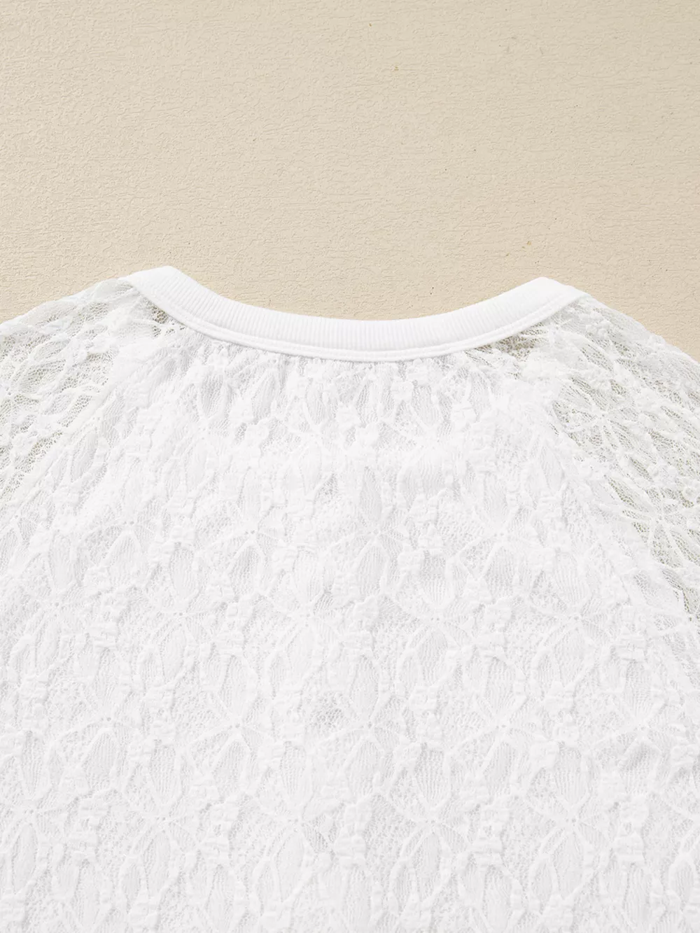 Sheer Lace Long Sleeve Slim Henley Top, image 6