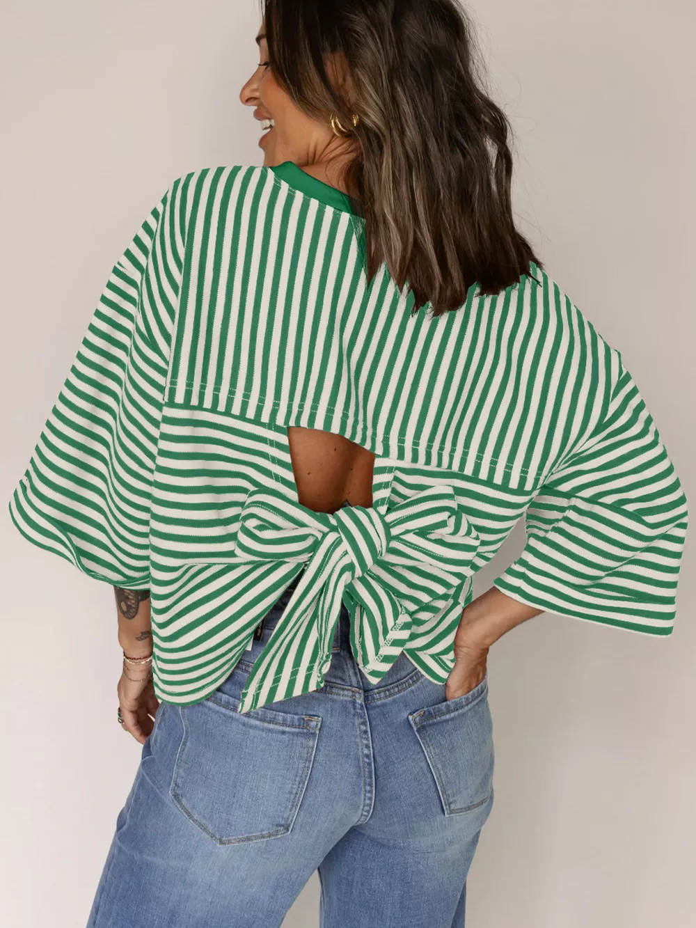 Striped Back Bow Tie T-Shirt, image 2
