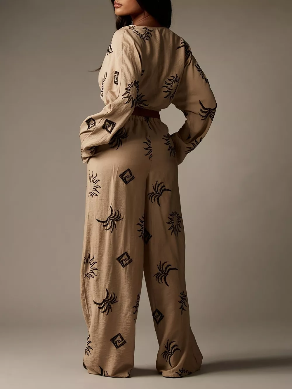 Printed Crop Top and Wide-Leg Pants Set, image 4