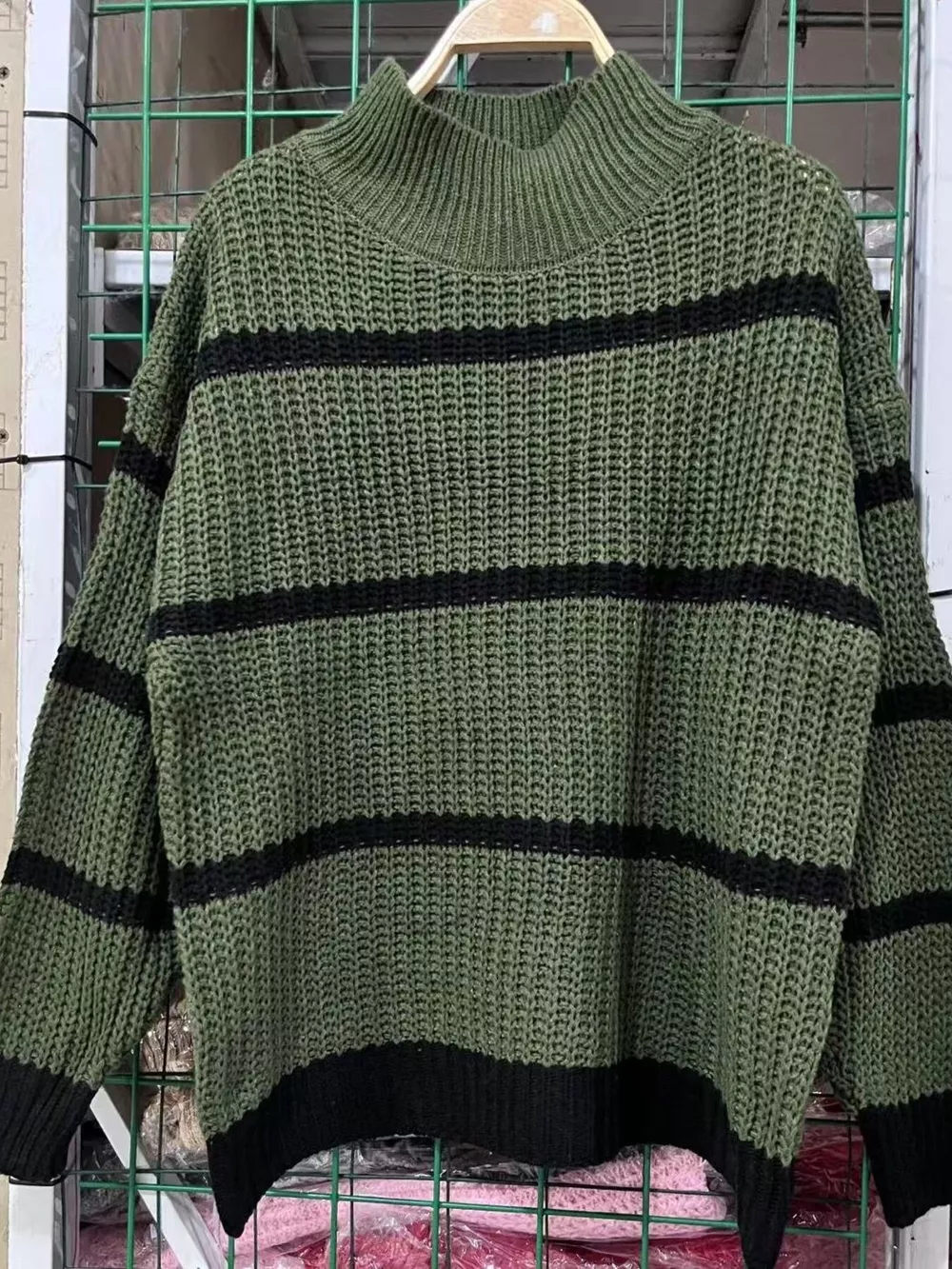 Striped Mock Neck Knit Sweater, image 2