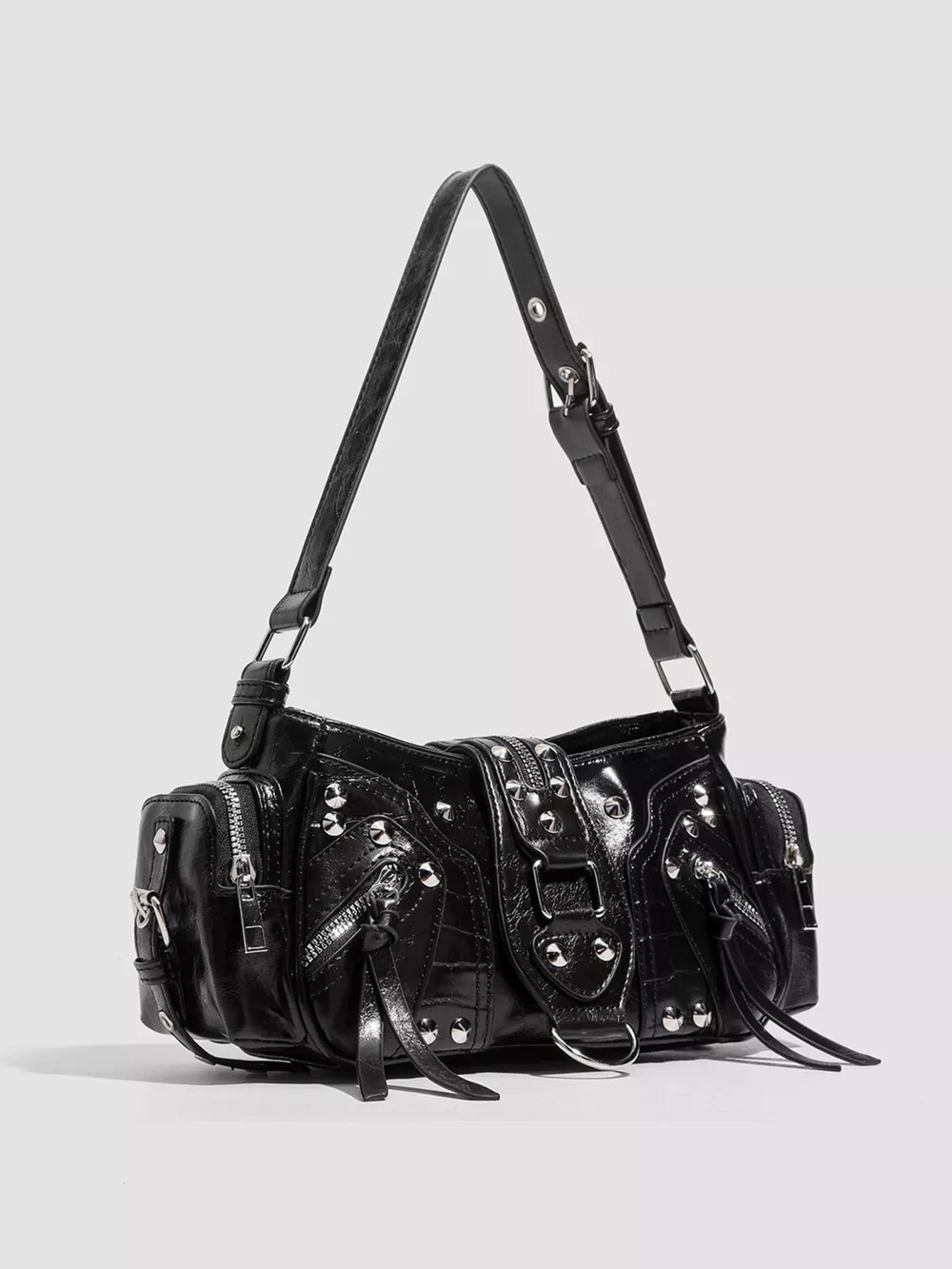 Rivet Embellished Shoulder Bag, image 4