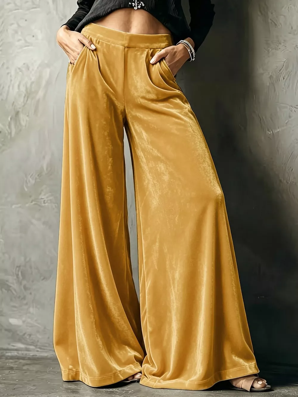 Full Size High-Waisted Wide-Leg Velvet Pants Plus Size, image 12