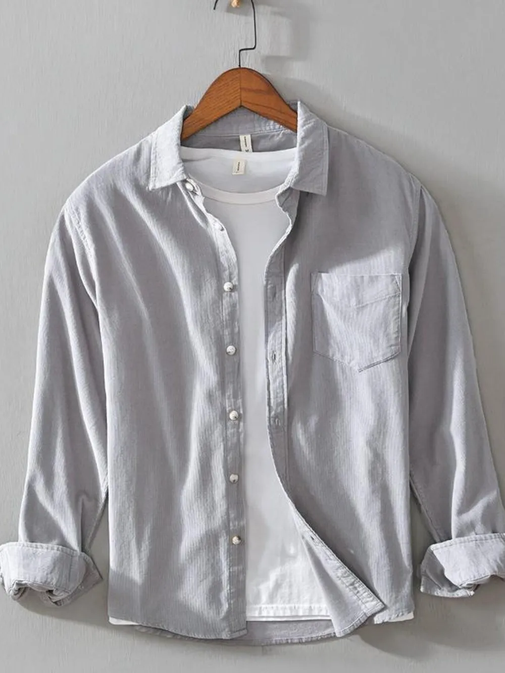 Men's Plus Size Button Up Long Sleeve Shirt, image 3