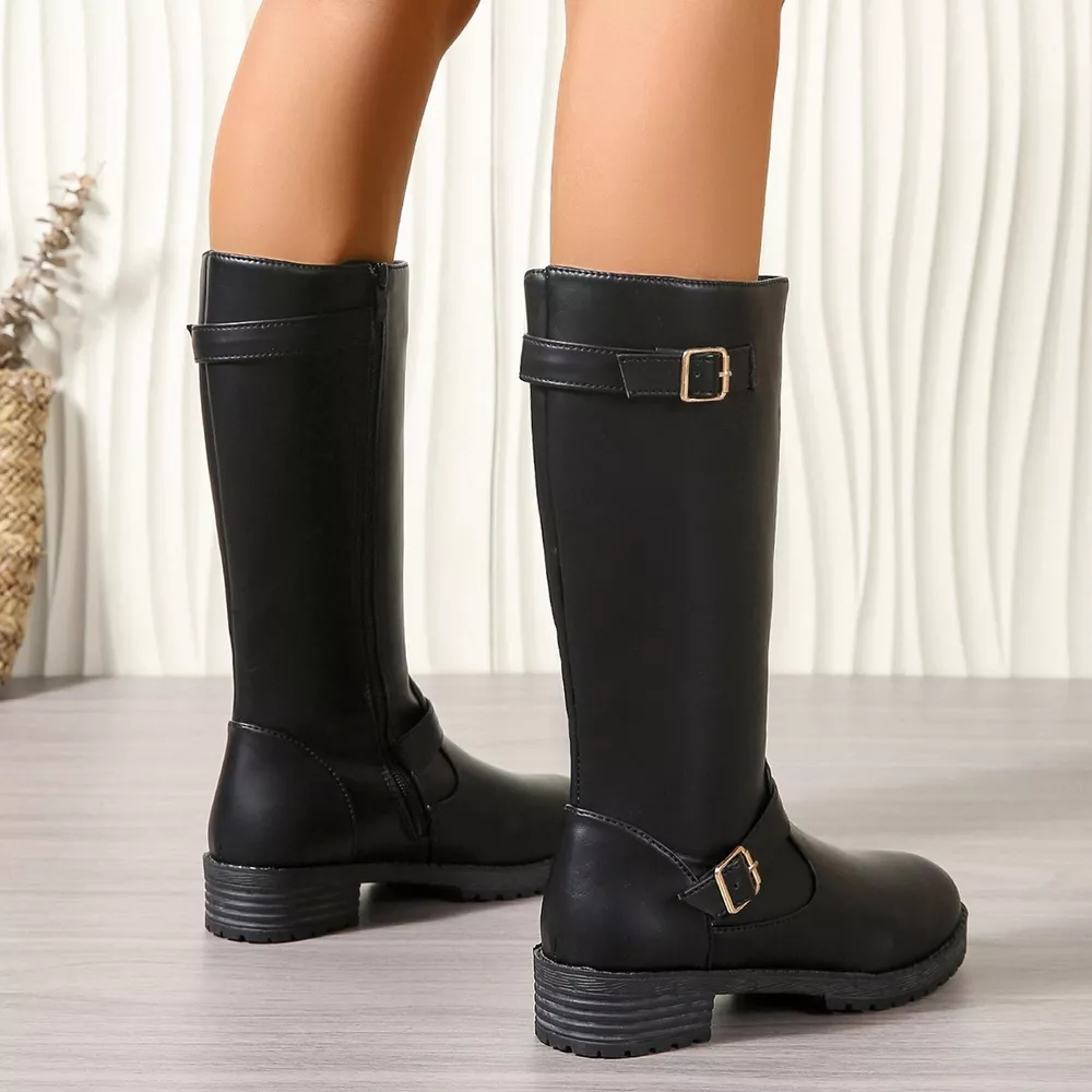 Round Toe Block Heels Boots, image 7