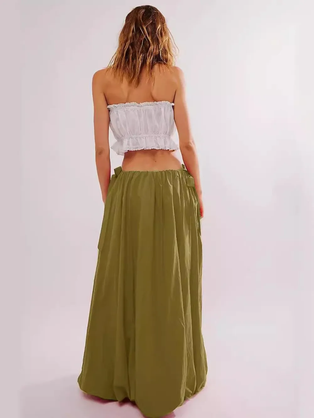 Side Bow Maxi Skirt with Pockets, image 3