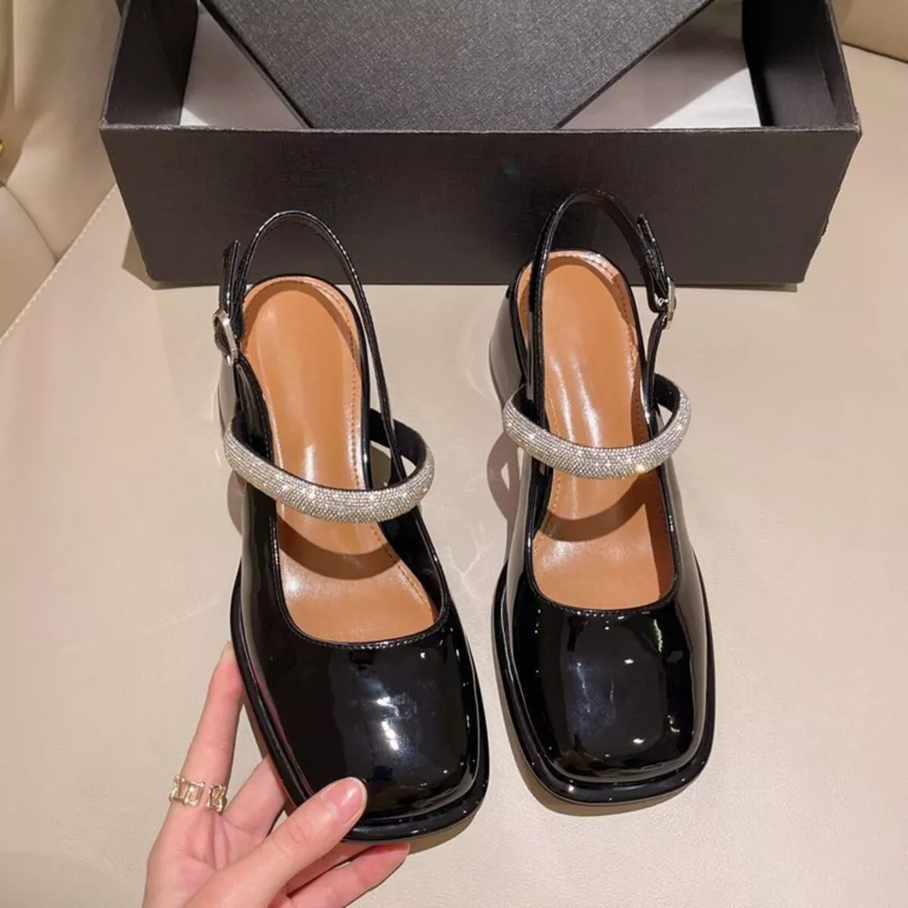 Square Toe Block Heels Mary Jane Sandals, image 2