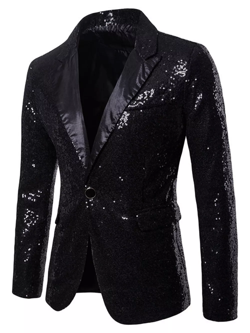 Men's Full Size Sequin One Button Blazer Plus Size