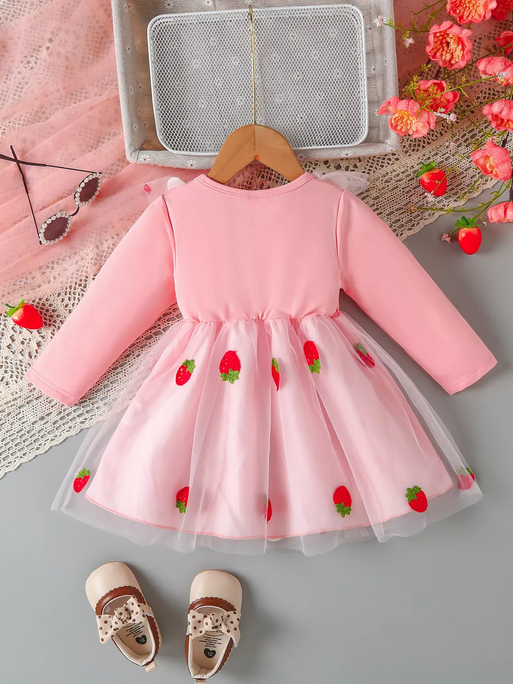 Children's Bow Decor Ruffle Trim Dress, image 2