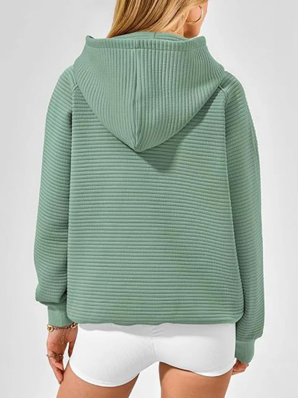 Texture Kangaroo Pocket Raglan Sleeve Hoodie, image 12