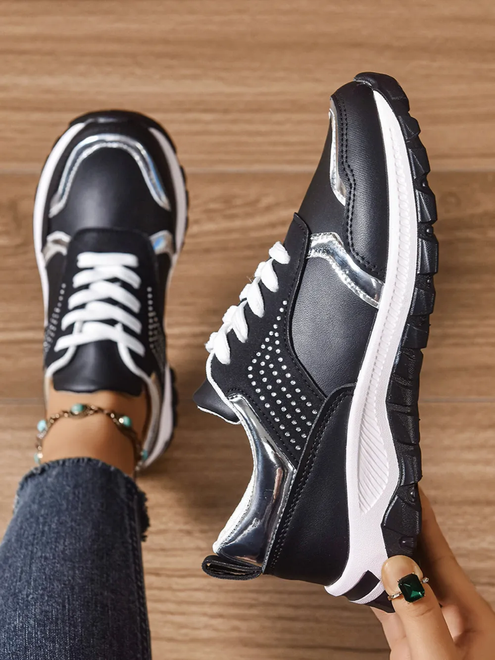 Lace Up Round Toe Sneakers, image 7