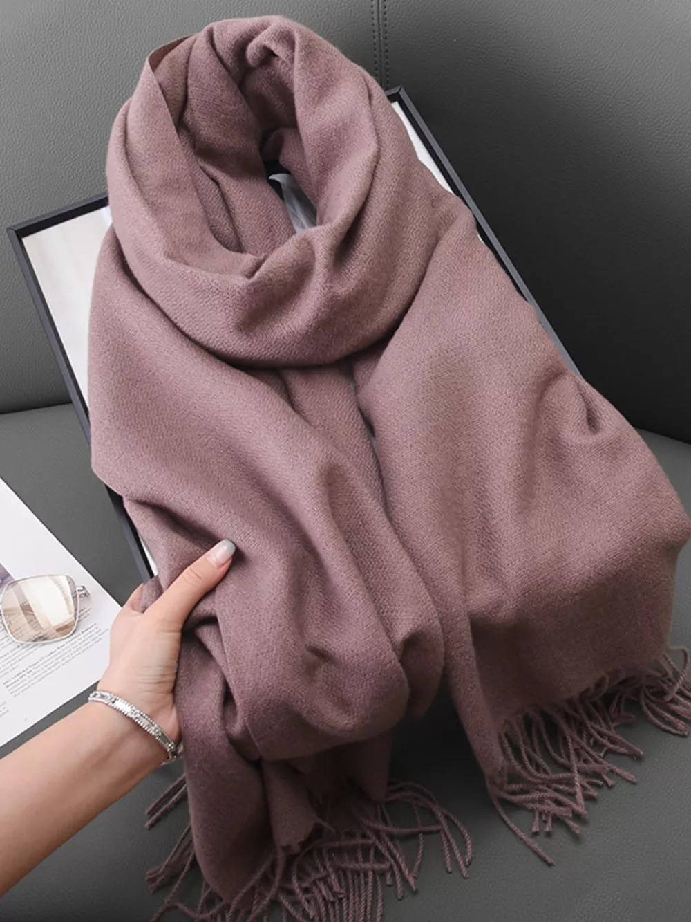 Solid Color Fringe Scarf, image 10