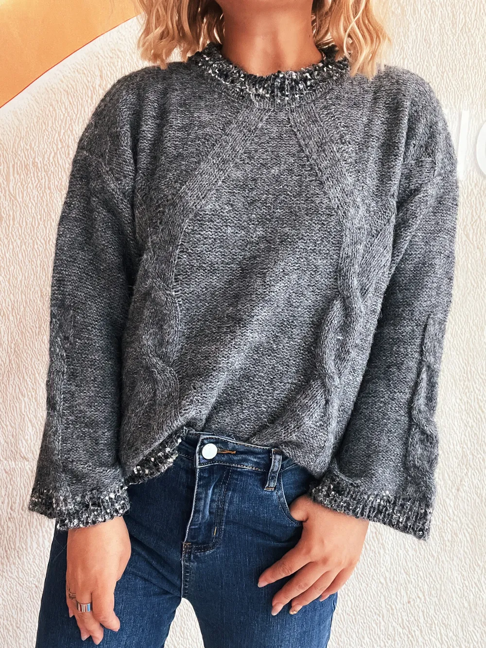 Contrast Trim Detail Round Neck Sweater, image 11