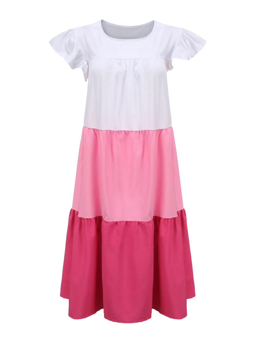 Full Size Color Block Tiered Ruffle Summer Dress Plus Size, image 4