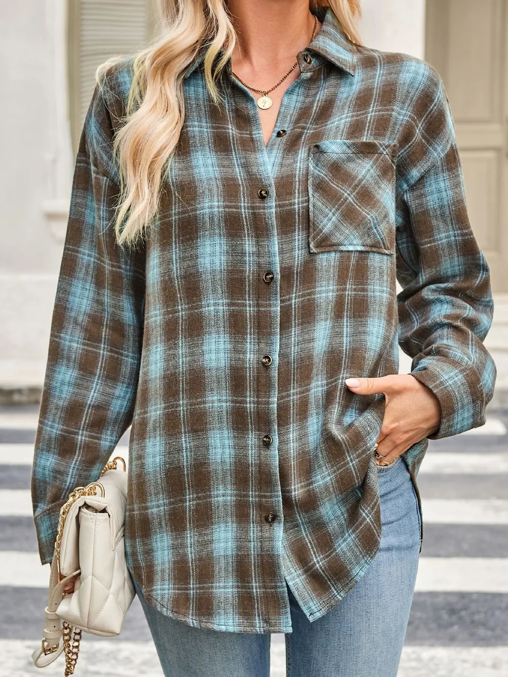 Plaid Button Up Long Sleeve Shirt, image 11