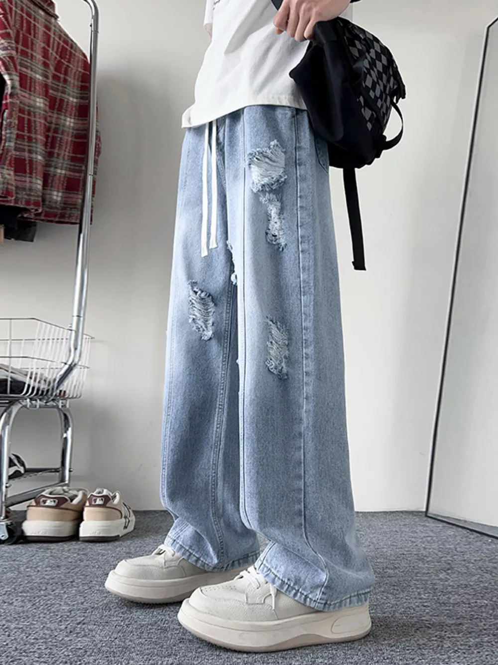 Men's Full Size Distressed Wide Leg Jeans Plus Size, image 5