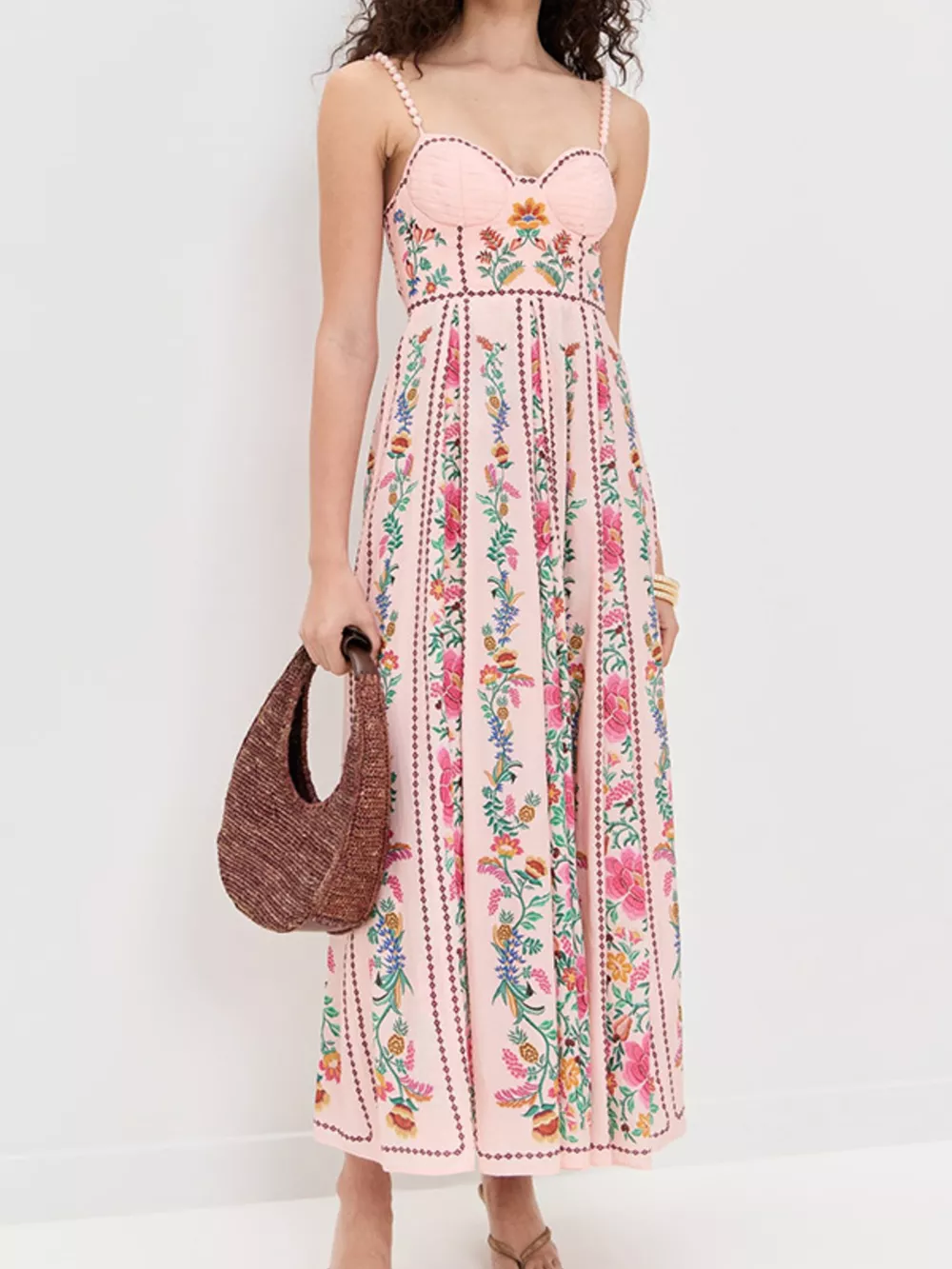 Floral Print Sweetheart Neck Dress, image 2
