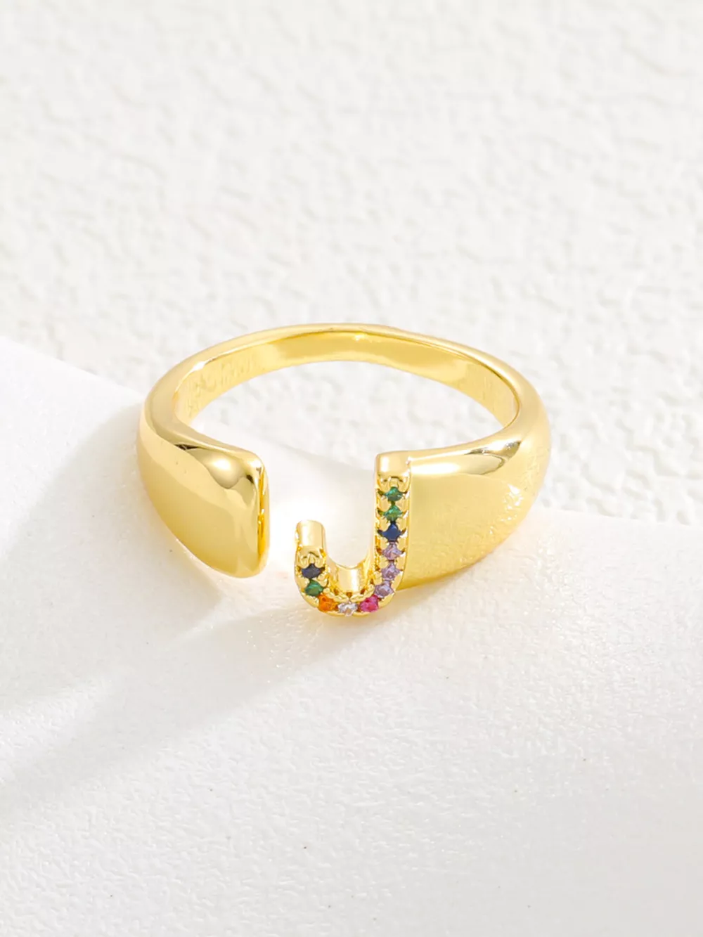 18K Gold-Plated Zircon Letter Ring, image 13