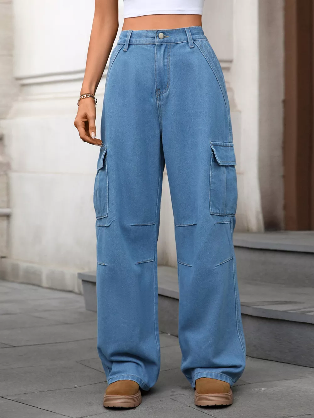 Relaxed Fit Cargo Jeans, image 3