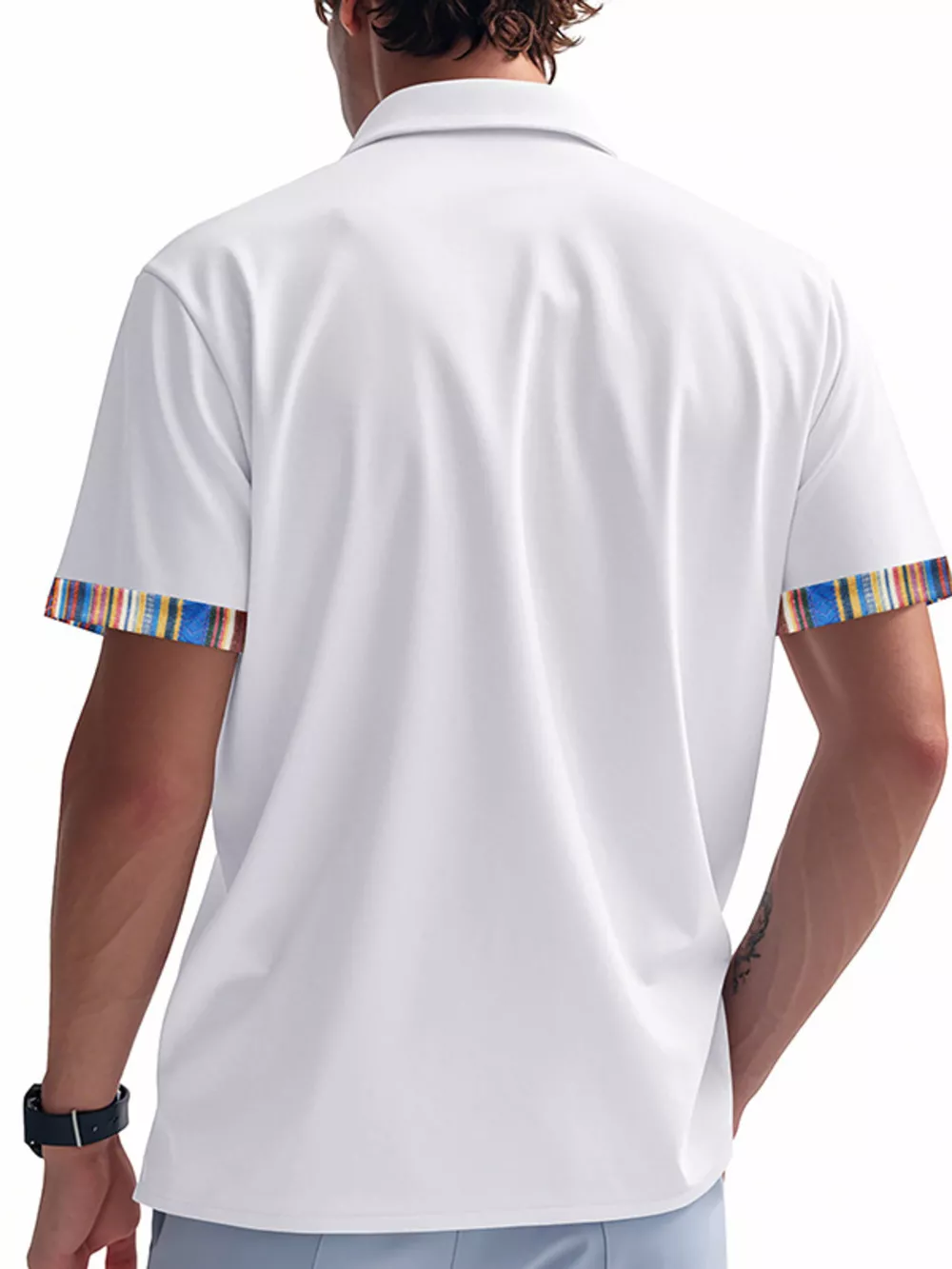 Men's Full Size Short Sleeve Shirt with Colorful Trim Plus Size, image 4