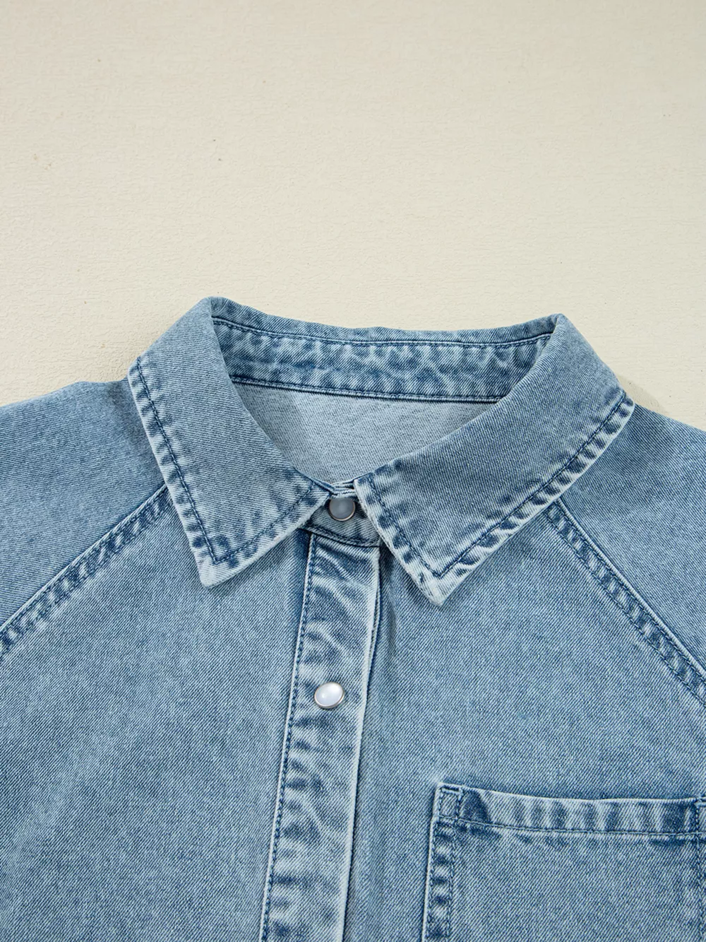 Smocked Cuffs Flared Denim Shirt Mini Dress, image 7