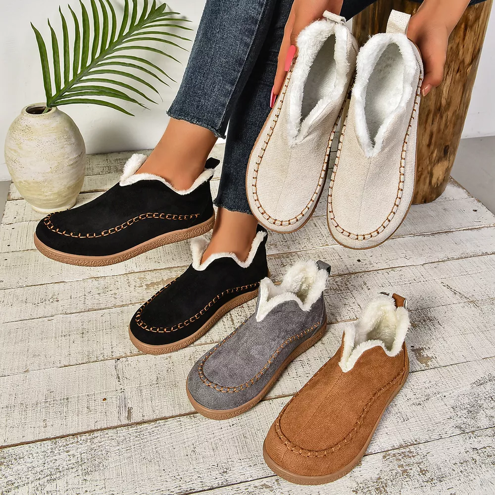 Round Toe Plush Lined Shoes, image 2