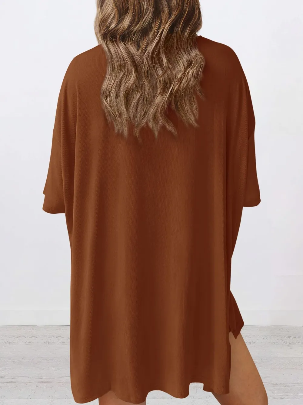 Full Size Oversized Round Neck Top and Shorts Set Plus Size, image 4