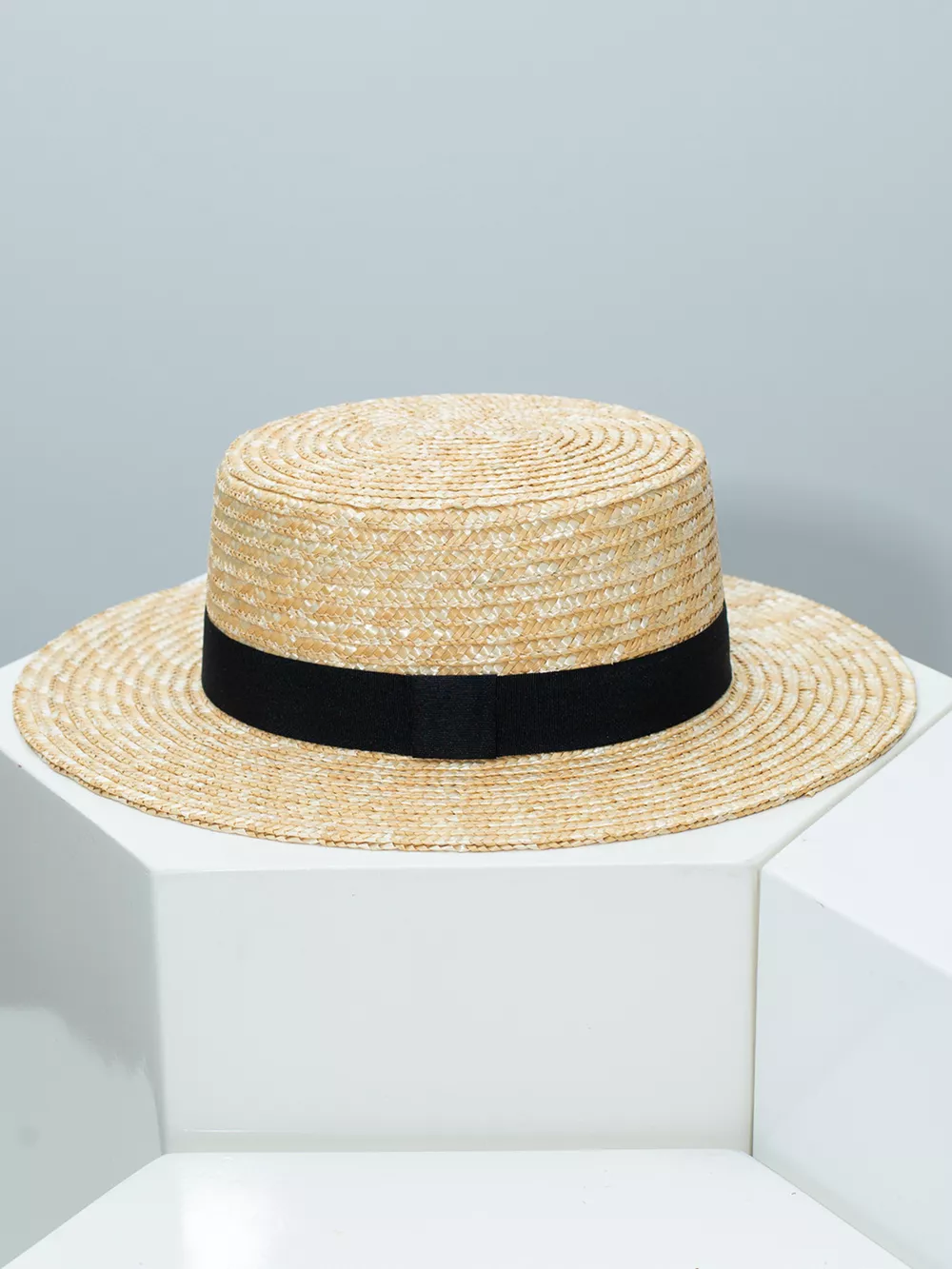 Straw Boater Hat with Ribbon