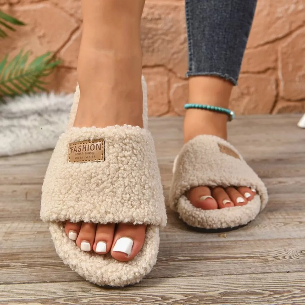 Fuzzy Open Toe Slippers, image 2