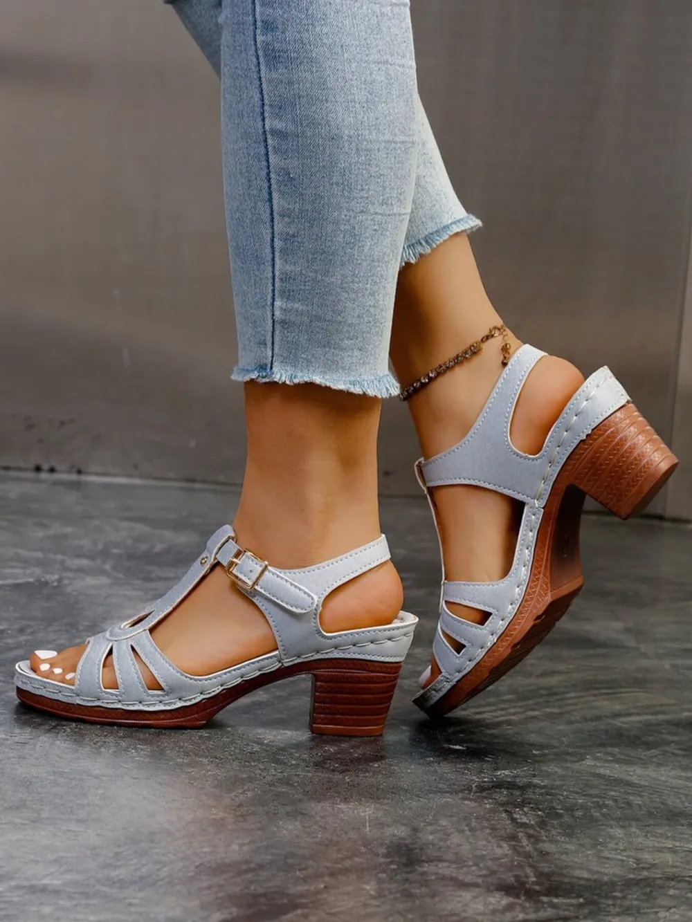 Multi-Strap Block Heel Sandals, image 5