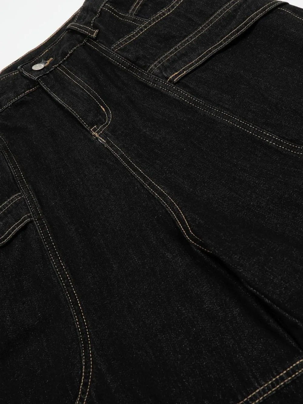 Men's Wide-Leg Denim Shorts with Contrast Stitching, image 13