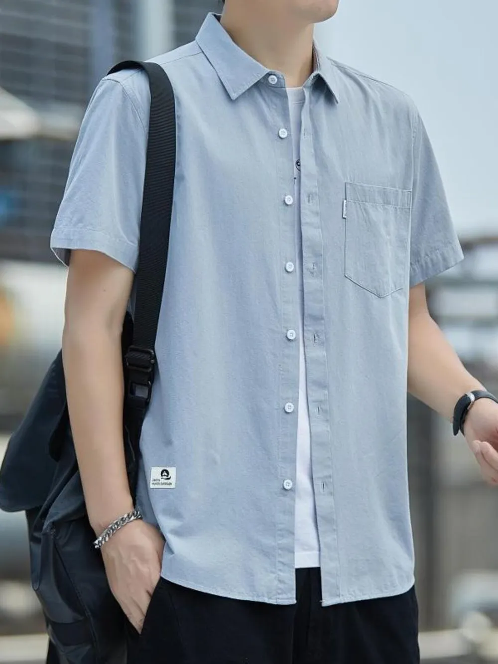 Men's Plus Size Short Sleeve Button-Up Casual Shirt, image 5