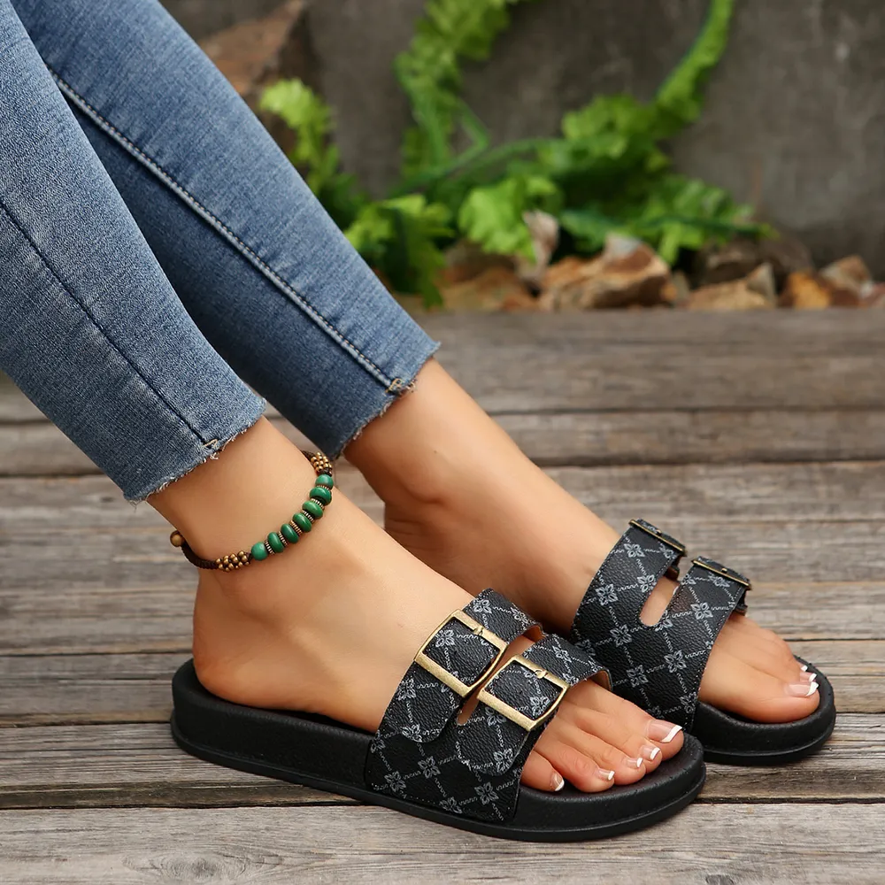 Open Toe Double Buckle Sandals, image 5