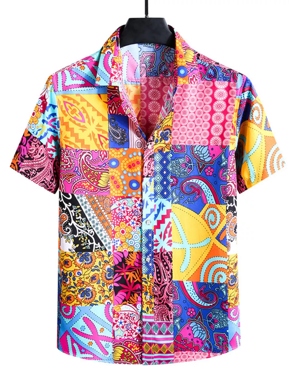 Men's Plus Size Nautical Print Short Sleeve Casual Shirt, image 4
