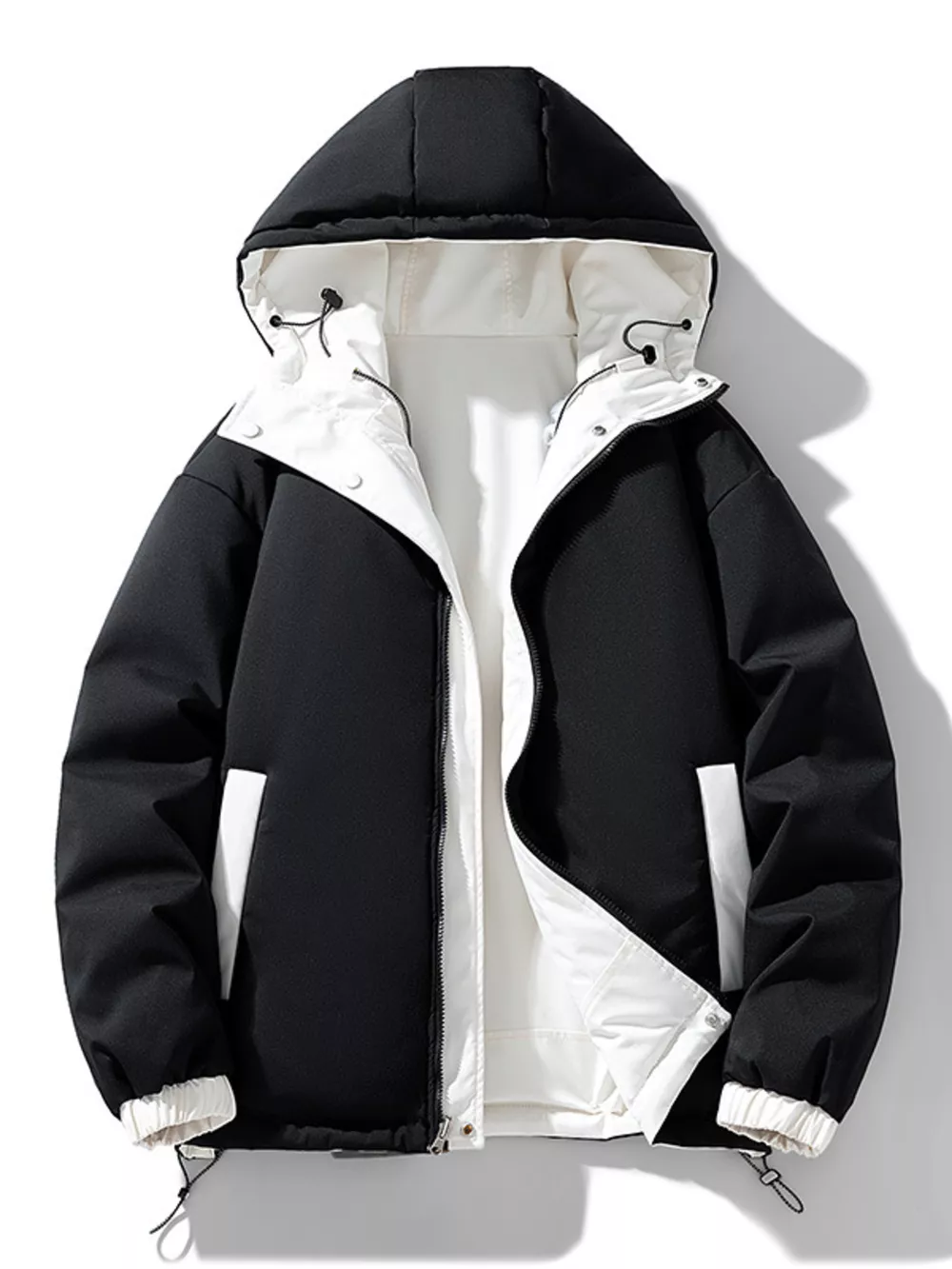 Men's Full Size Reversible Two-Tone Hooded Jacket Plus Size