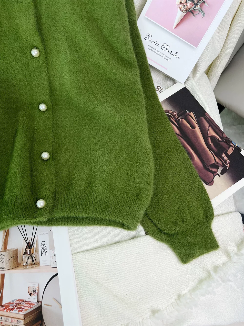 Fuzzy Knit Button Down Cardigan, image 6