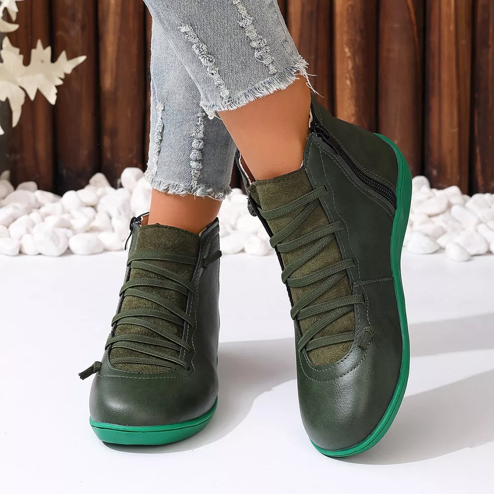Lace-Up Faux Leather Ankle Boots, image 16