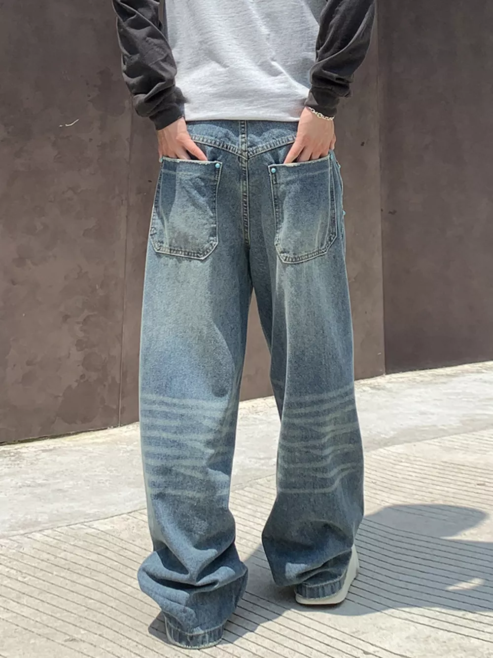 Men's Full Size Distressed Wide Leg Jeans Plus Size, image 2