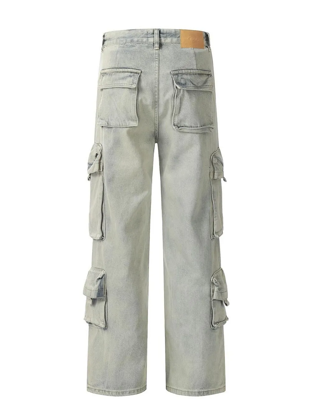 Men's Washed Multi-Pocket Straight Cargo Jeans, image 3