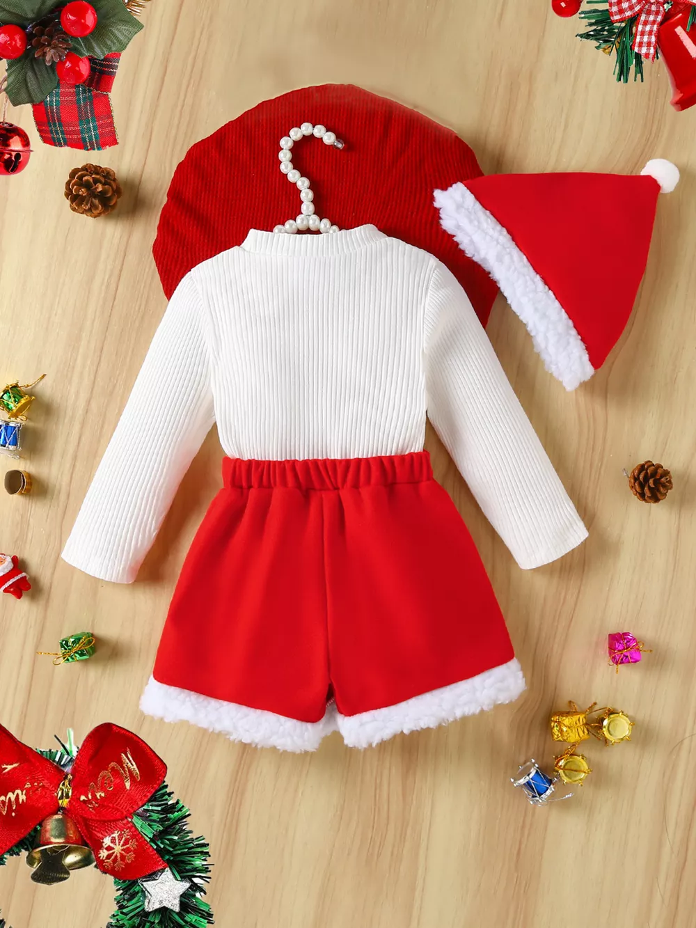 Children's Christmas Outfit Set with Santa Hat, image 2