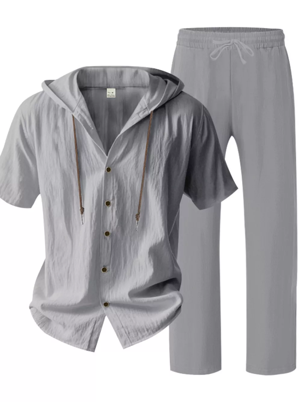 Men's Full Size Button Up Hooded Top and Pants Set Plus Size, image 15