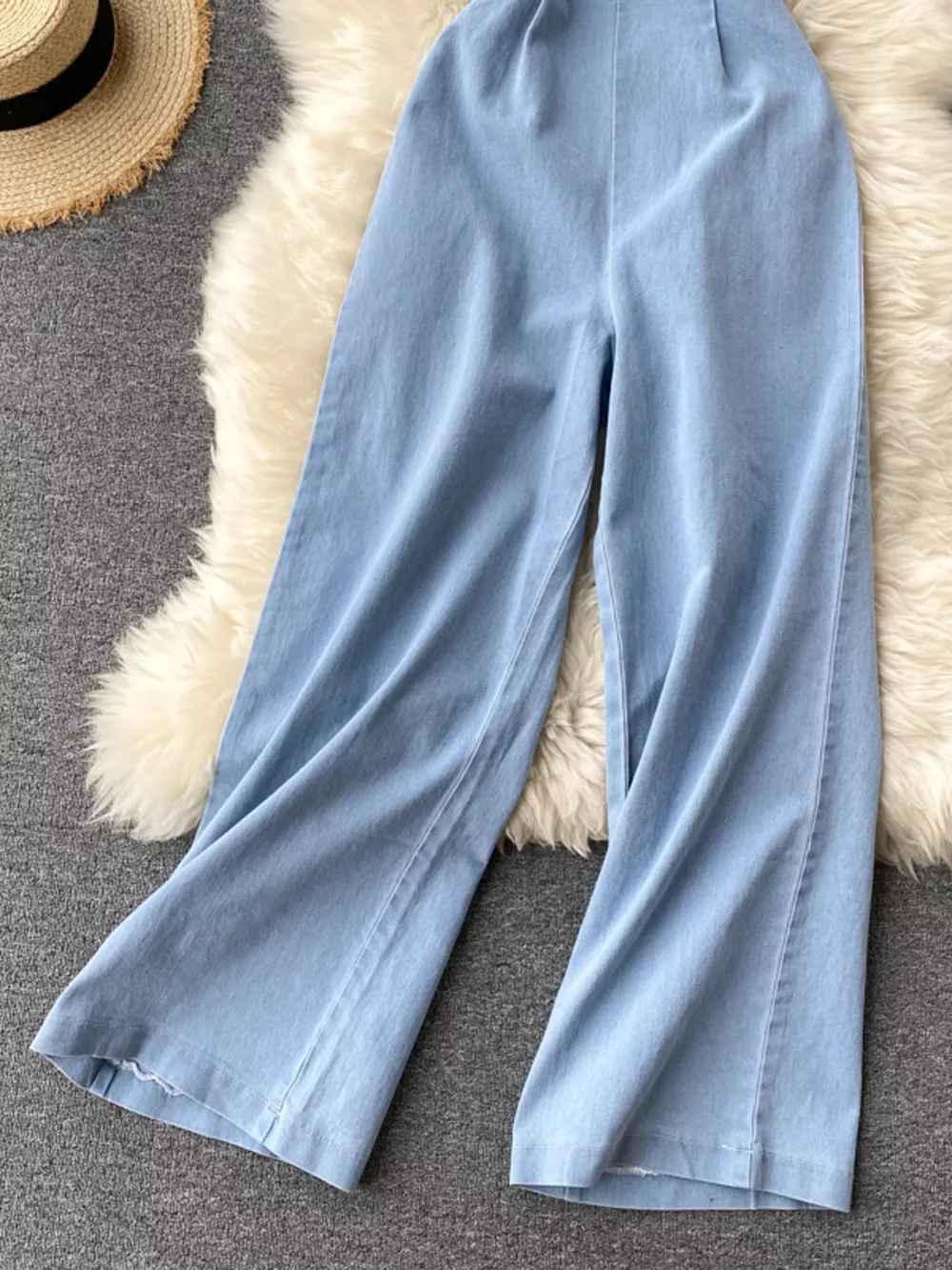 Halter Neck Wide Leg Denim Jumpsuit, image 4