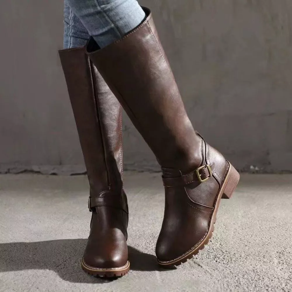 Round Toe Block Heels Boots, image 4