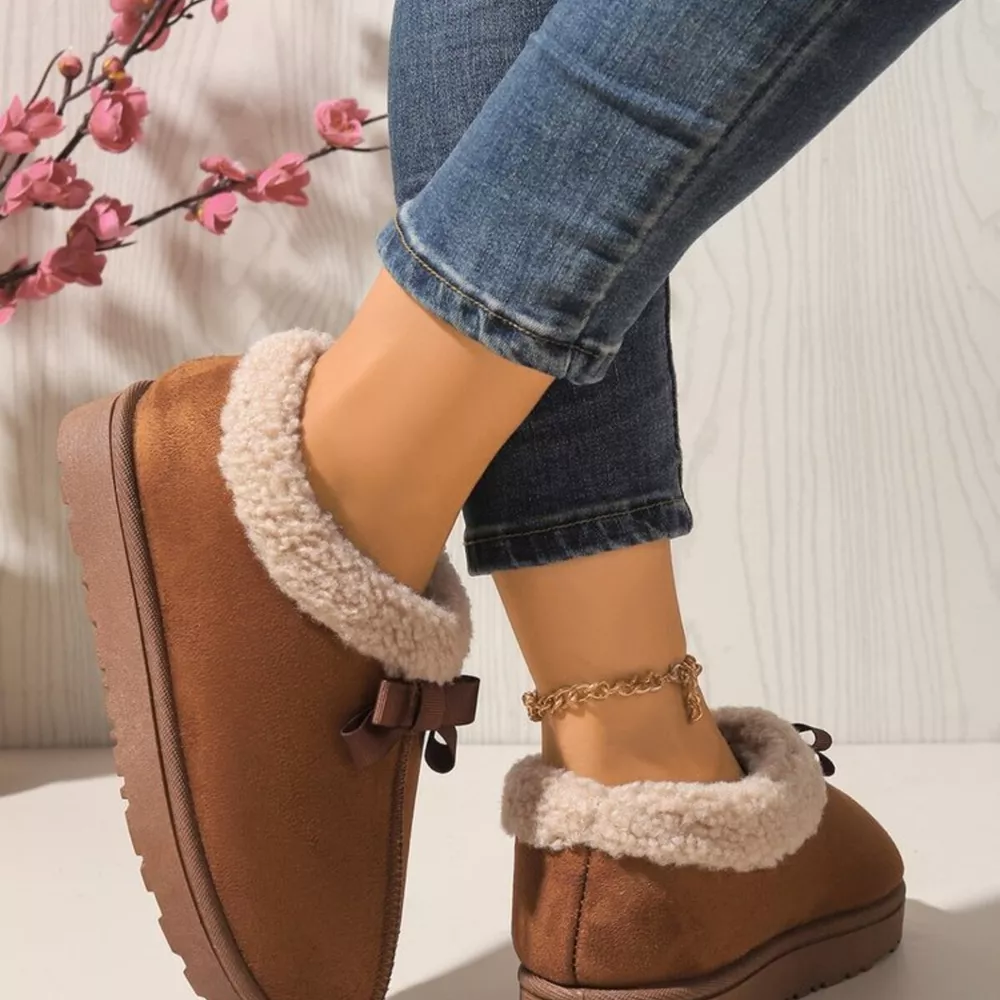 Cozy Bowknot Plush Lined Slip-Ons, image 12