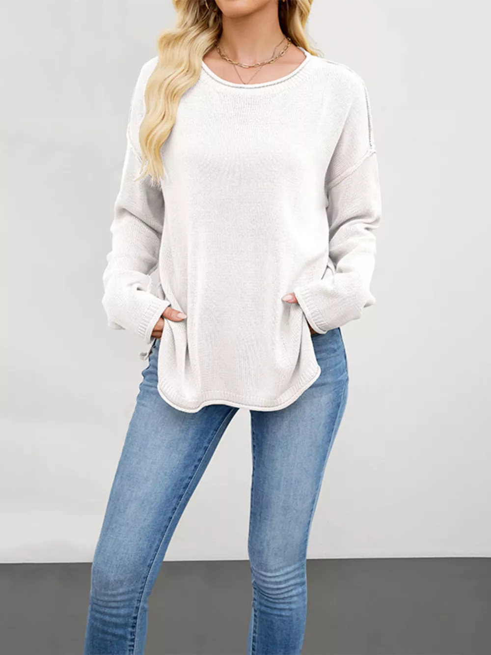 Casual Loose-Fit Crew Neck Sweater, image 7