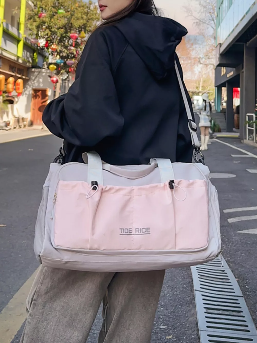 Drawstring Multiple Pockets Travel Bag, image 3