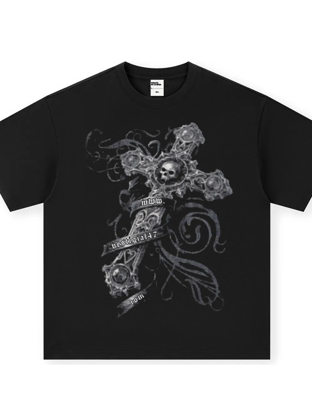 Men's Skull Cross Graphic Oversized T-Shirt, image 2